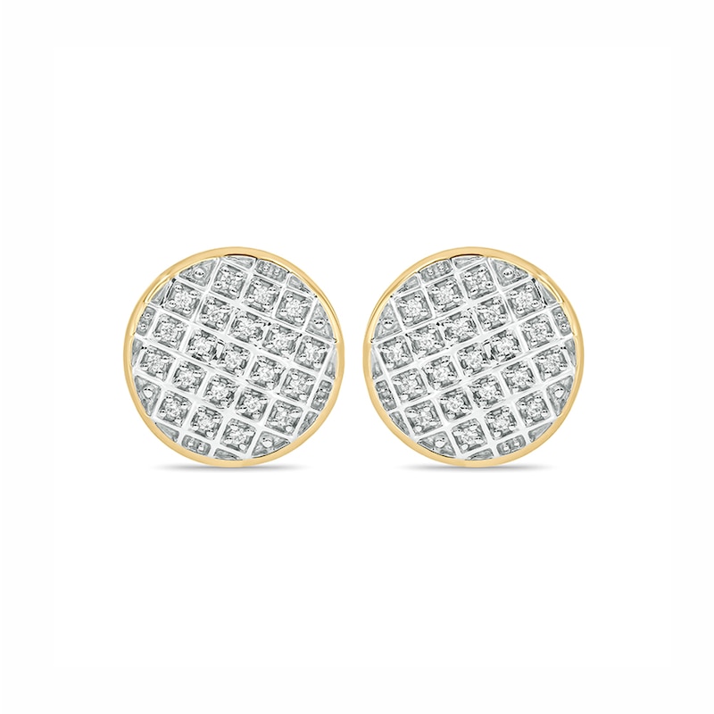 Main Image 1 of 1/6 CT. T.W. Diamond Disc Stud Earrings in Sterling Silver with 14K Gold Plate
