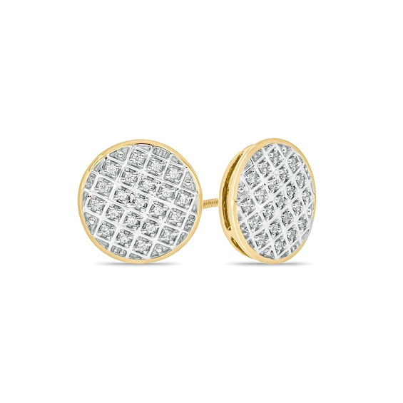 1/6 CT. T.w. Diamond Disc Stud Earrings in Sterling Silver with 14K Gold Plate