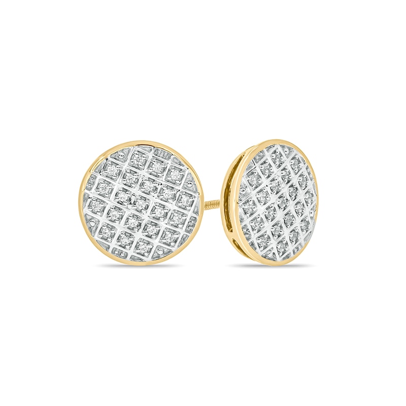 Main Image 2 of 1/6 CT. T.W. Diamond Disc Stud Earrings in Sterling Silver with 14K Gold Plate