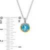 Thumbnail Image 3 of 7.0mm Swiss Blue Topaz Solitaire Rope-Textured Frame and Drop Pendant in Sterling Silver and 10K Gold