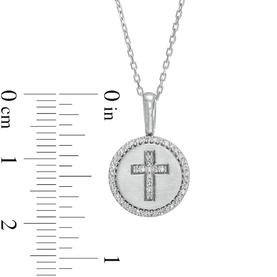 1/5 CT. T.w. Diamond Frame Cross in Circle Pendant in Sterling Silver