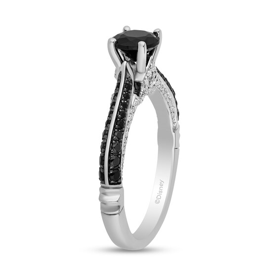 Enchanted Disney Villains Maleficent 1-1/5 CT. T.w. Black and White Diamond Engagement Ring in 14K White Gold
