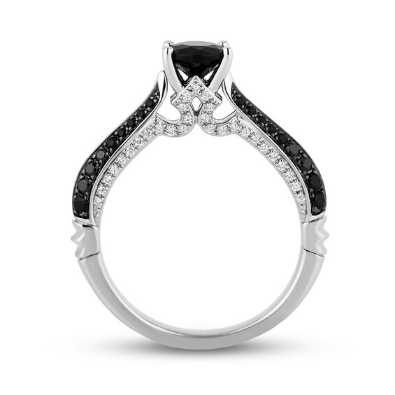Enchanted Disney Villains Maleficent 1-1/5 CT. T.w. Black and White Diamond Engagement Ring in 14K White Gold