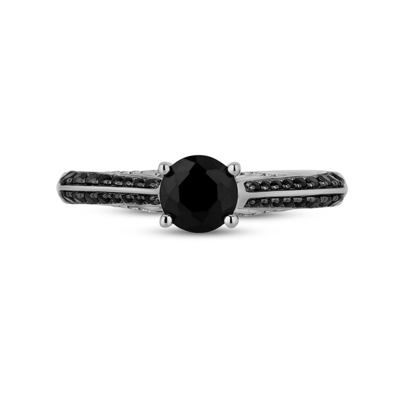 Enchanted Disney Villains Maleficent 1-1/5 CT. T.w. Black and White Diamond Engagement Ring in 14K White Gold