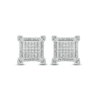 1/5 CT. T.W. Square Multi-Diamond Frame Raised Stud Earrings in 10K White Gold