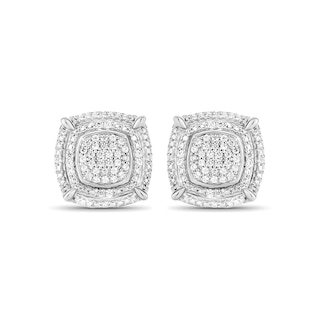 1/4 CT. T.W. Composite Cushion-Shaped Diamond Double Frame Stud Earrings in 10K White Gold