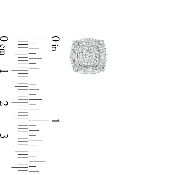 1/4 CT. T.w. Composite Cushion-Shaped Diamond Double Frame Stud Earrings in 10K White Gold