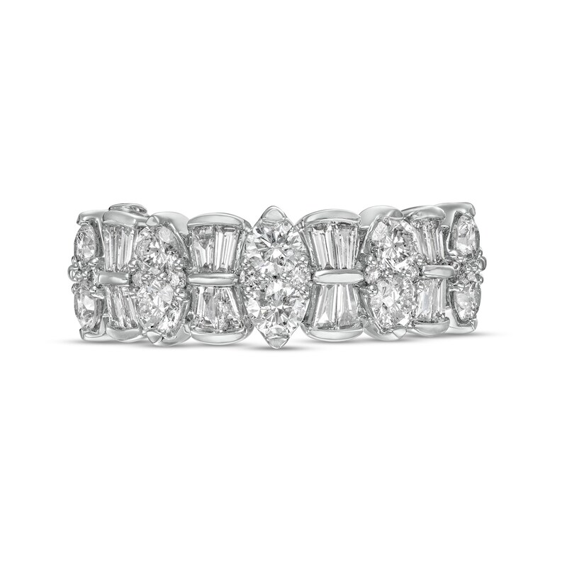 Main Image 4 of Marilyn Monroe™ Collection 1-1/2 CT. T.W. Baguette and Round Diamond Alternating Anniversary Band in 14K White Gold