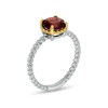 Thumbnail Image 3 of 7.0mm Garnet Solitaire Rope-Textured Frame and Shank Ring in Sterling Silver and 10K Gold