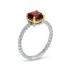 Thumbnail Image 2 of 7.0mm Garnet Solitaire Rope-Textured Frame and Shank Ring in Sterling Silver and 10K Gold