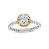 Thumbnail Image 1 of 7.0mm Aquamarine Solitaire Rope-Textured Frame and Shank Ring in Sterling Silver and 10K Gold