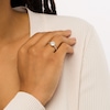 Thumbnail Image 2 of 7.0mm Aquamarine Solitaire Rope-Textured Frame and Shank Ring in Sterling Silver and 10K Gold