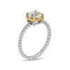 Thumbnail Image 3 of 7.0mm Aquamarine Solitaire Rope-Textured Frame and Shank Ring in Sterling Silver and 10K Gold