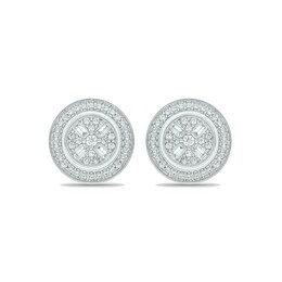 Men's 1/5 CT. T.W. Diamond &quot;X&quot; Circle Stud Earrings in 10K White Gold