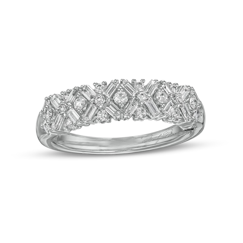 Main Image 1 of Marilyn Monroe™ Collection 1/2 CT. T.W. Diamond Geometric Anniversary Band in 14K White Gold