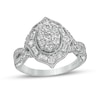 Thumbnail Image 1 of Marilyn Monroe™ Collection 1 CT. T.W. Oval-Shaped Multi-Diamond Frame Twist Shank Engagement Ring in 14K White Gold