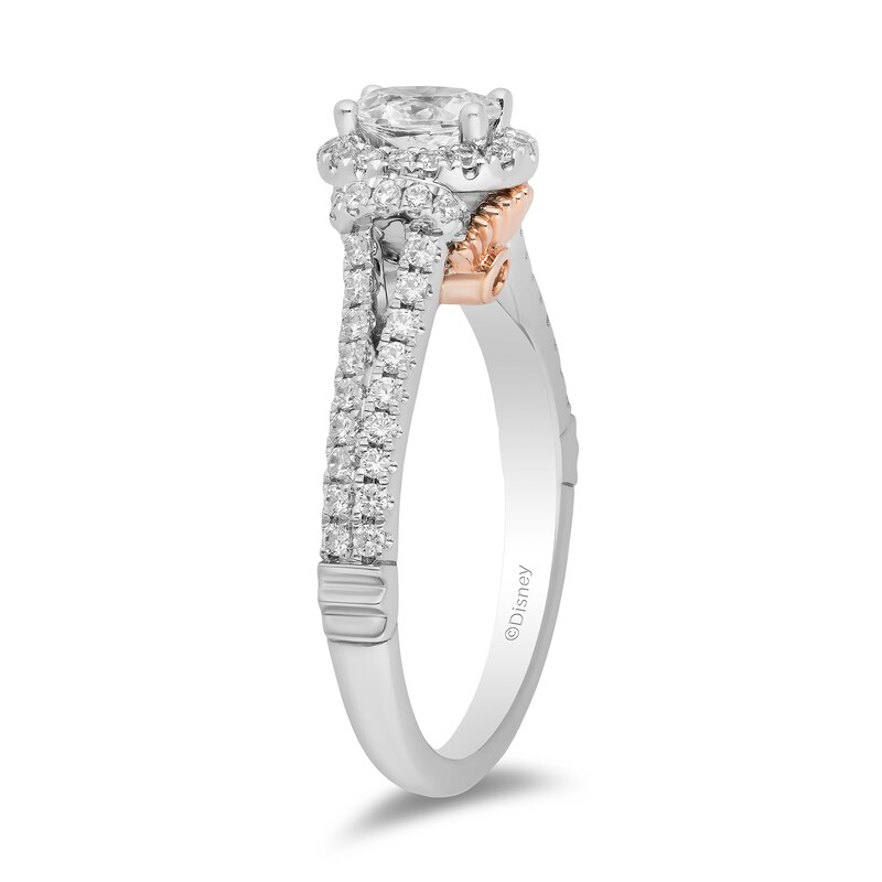 Enchanted Disney Mulan 1 CT. T.W. Oval Diamond Frame Split Shank Engagement Ring in 14K White Gold