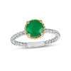 Thumbnail Image 1 of 7.0mm Emerald Solitaire Rope-Textured Frame and Shank Ring in Sterling Silver and 10K Gold