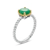 Thumbnail Image 3 of 7.0mm Emerald Solitaire Rope-Textured Frame and Shank Ring in Sterling Silver and 10K Gold