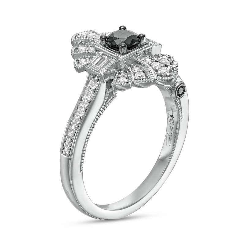 Main Image 3 of Marilyn Monroe™ Collection 5/8 CT. T.W. Black and White Diamond Engagement Ring in 14K White Gold
