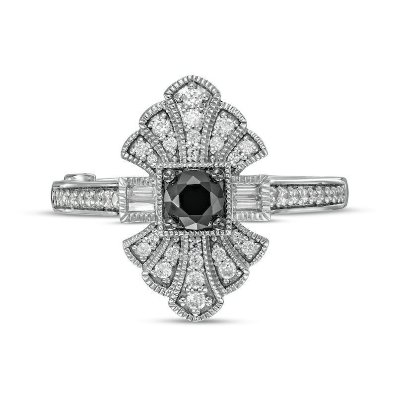 Main Image 4 of Marilyn Monroe™ Collection 5/8 CT. T.W. Black and White Diamond Engagement Ring in 14K White Gold