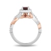 Thumbnail Image 3 of Enchanted Disney Snow White 5.0mm Garnet and 1/3 CT. T.W. Diamond Twist Shank Engagement Ring in 14K Two-Tone Gold