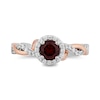 Thumbnail Image 4 of Enchanted Disney Snow White 5.0mm Garnet and 1/3 CT. T.W. Diamond Twist Shank Engagement Ring in 14K Two-Tone Gold