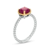 Thumbnail Image 2 of 7.0mm Ruby Solitaire Rope-Textured Frame and Shank Ring in Sterling Silver and 10K Gold