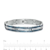 Thumbnail Image 3 of Men's 1/3 CT. T.W. Diamond Multi-Finish Triple Row Link Bracelet in Stainless Steel and Blue IP - 8.5"