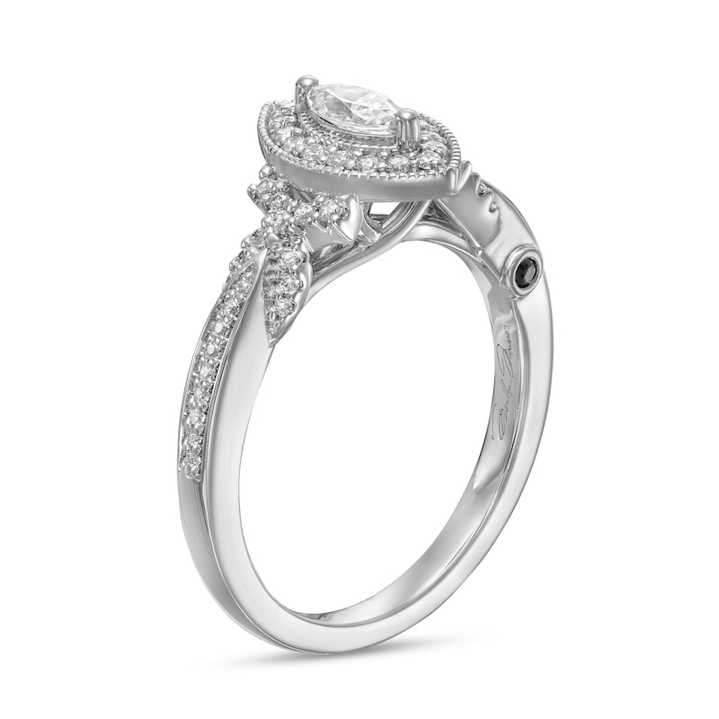 Marilyn Monroe™ Collection 1/2 CT. T.W. Marquise Diamond Frame Twist Shank Engagement Ring in 14K White Gold