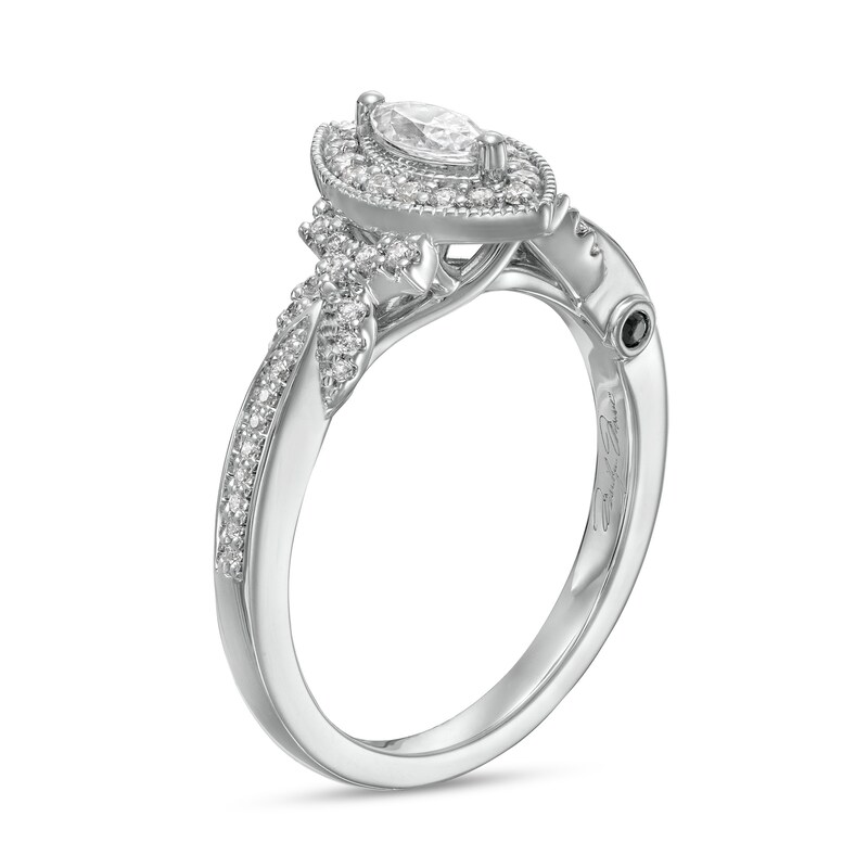 Main Image 3 of Marilyn Monroe™ Collection 1/2 CT. T.W. Marquise Diamond Frame Twist Shank Engagement Ring in 14K White Gold