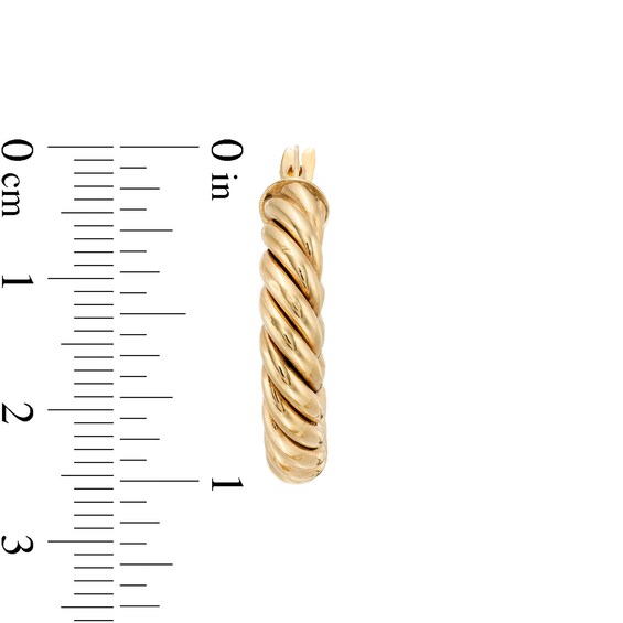 25.0mm Rope-Texture Tube Hoop Earrings in 10K Gold