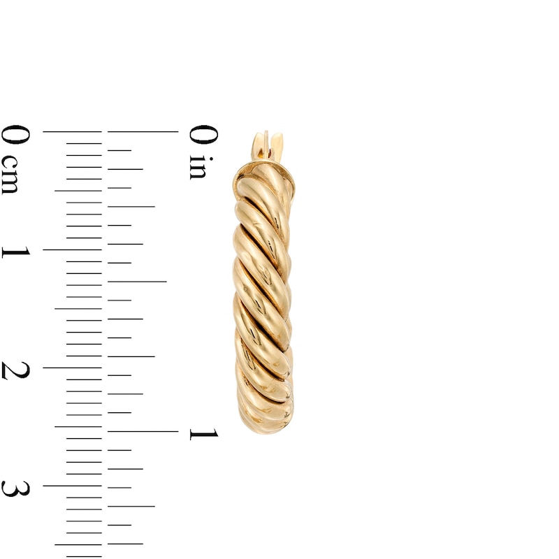 Main Image 3 of 25.0mm Rope-Texture Tube Hoop Earrings in 10K Gold