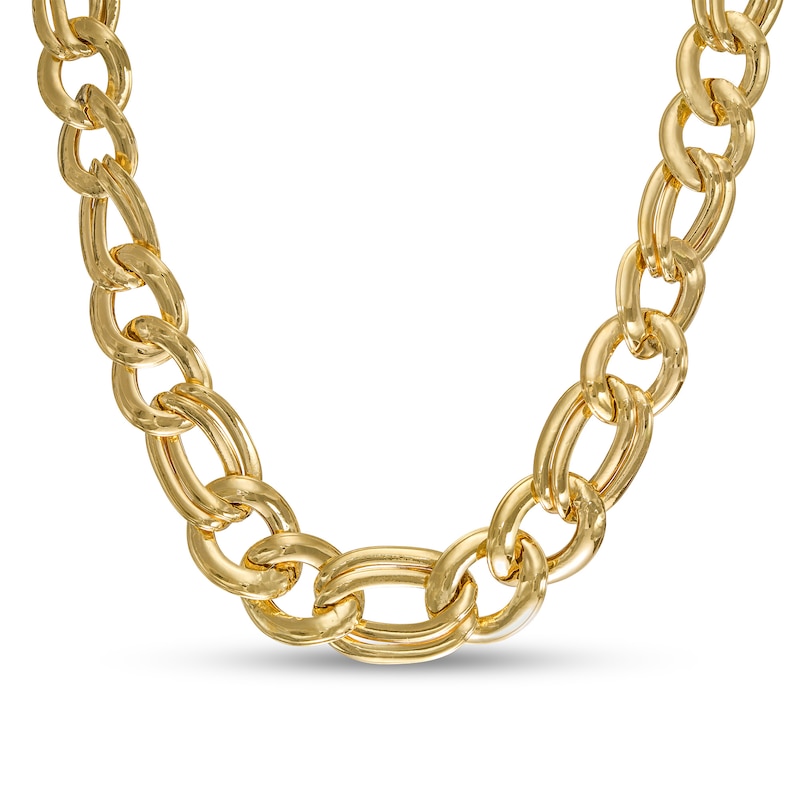 Main Image 1 of Graduated Figaro Chain Necklace in 10K Gold - 16"