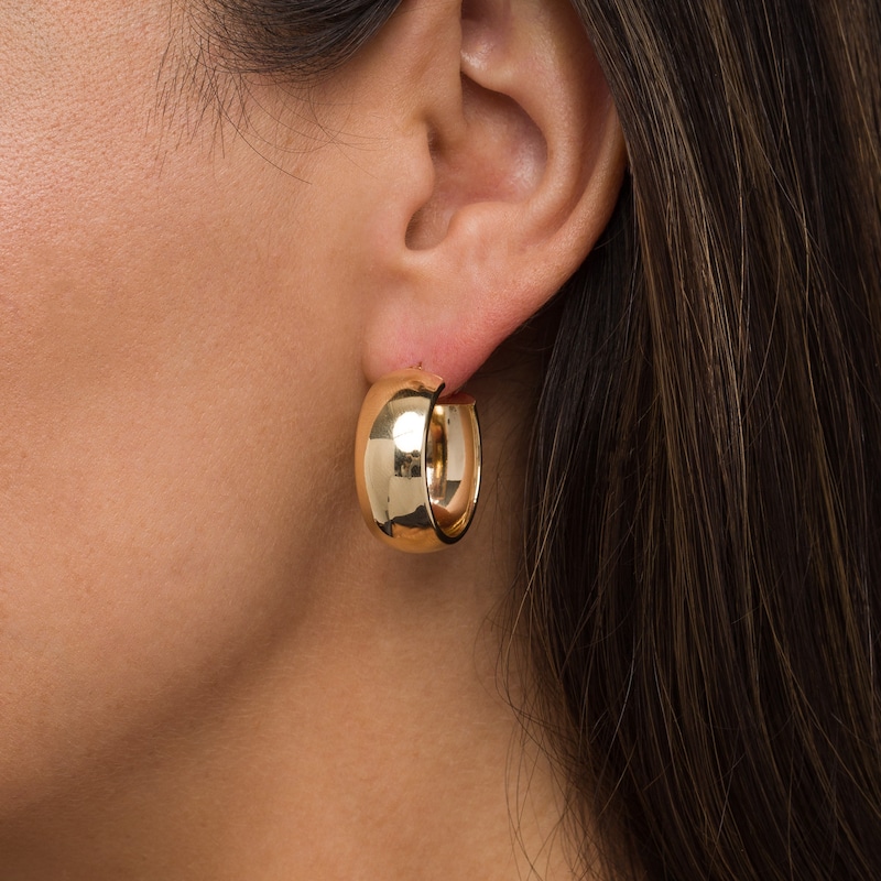 Main Image 2 of 25.0mm Wide Dome Hoop Earrings in 10K Gold