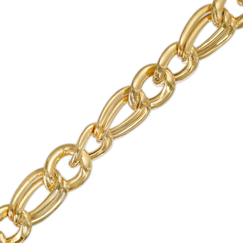 Main Image 1 of 11.0mm Figaro Chain Bracelet in Hollow 10K Gold - 7.5"