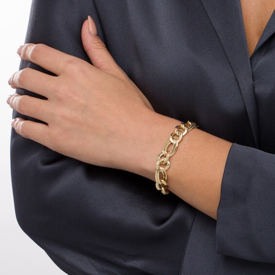11.0mm Figaro Chain Bracelet in Hollow 10K Gold - 7.5"