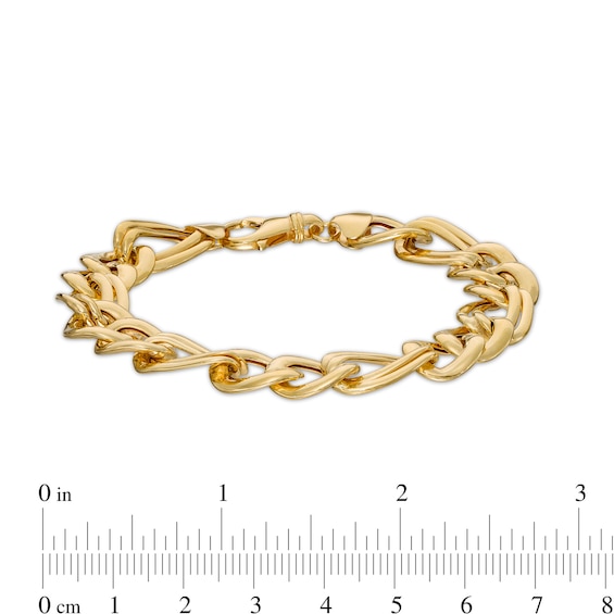 11.0mm Figaro Chain Bracelet in Hollow 10K Gold - 7.5"