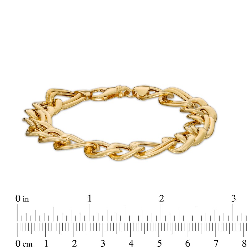 Main Image 4 of 11.0mm Figaro Chain Bracelet in Hollow 10K Gold - 7.5"