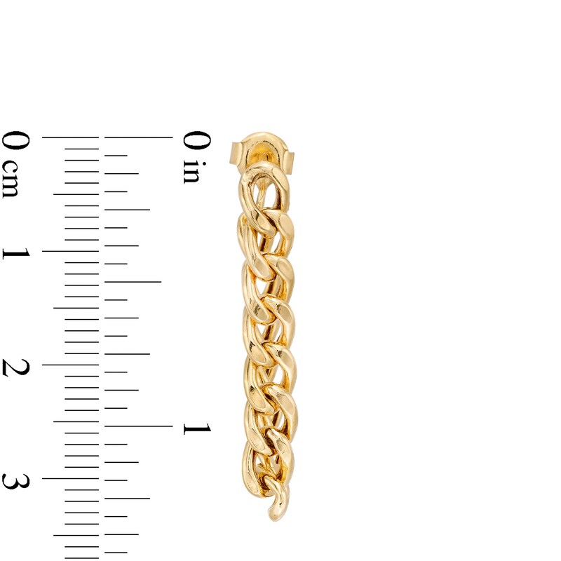 Main Image 3 of Curb Chain Drop Front/Back Earrings in 10K Gold