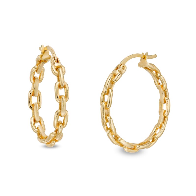 Main Image 1 of 25.0mm Paper Clip Chain Link Hoop Earrings in 10K Gold