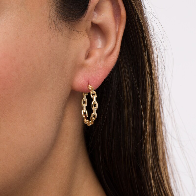 Main Image 2 of 25.0mm Paper Clip Chain Link Hoop Earrings in 10K Gold
