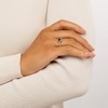 Thumbnail Image 2 of 7.0mm Blue Sapphire Solitaire Rope-Textured Frame and Shank Ring in Sterling Silver and 10K Gold