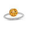 Thumbnail Image 0 of 7.0mm Citrine Solitaire Rope-Textured Frame and Shank Ring in Sterling Silver and 10K Gold