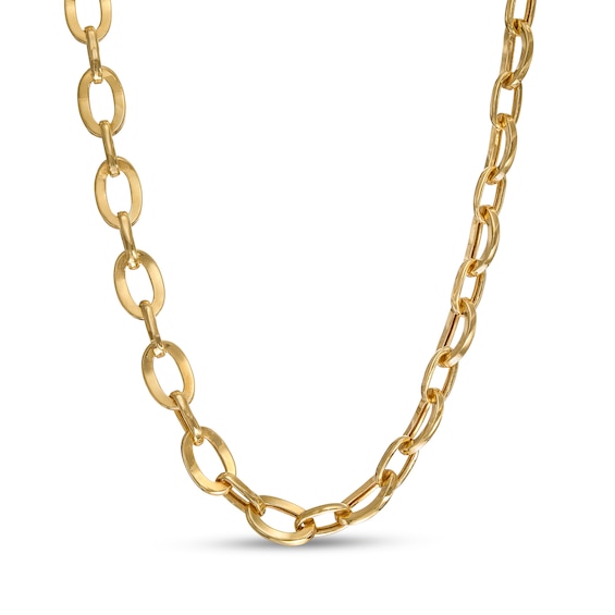 6.0mm Oval Link Chain Necklace in Hollow 10K Gold - 16"