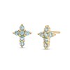 Thumbnail Image 1 of Aquamarine Mini Cross Stud Earrings in 10K Gold