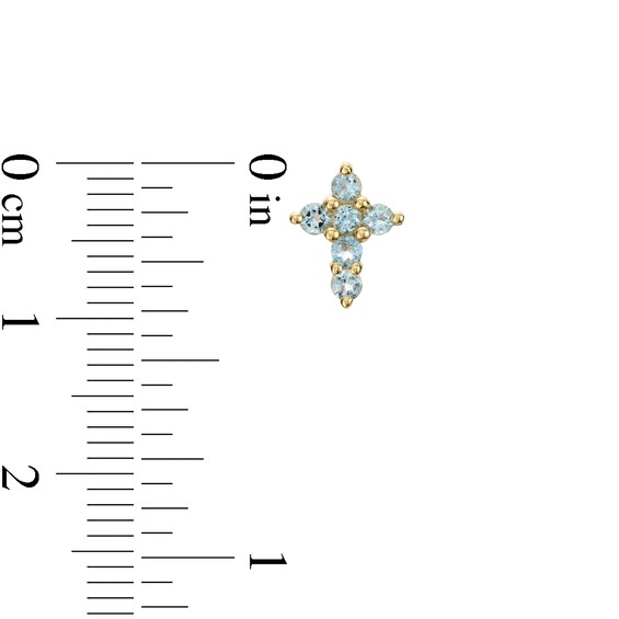 Aquamarine Mini Cross Stud Earrings in 10K Gold