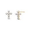 Thumbnail Image 1 of Freshwater Cultured Pearl Mini Cross Stud Earrings in 10K Gold
