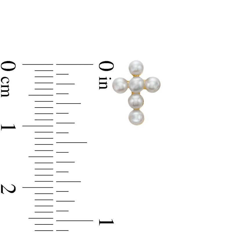 Main Image 3 of Freshwater Cultured Pearl Mini Cross Stud Earrings in 10K Gold