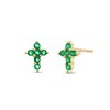 Thumbnail Image 1 of Emerald Mini Cross Stud Earrings in 10K Gold
